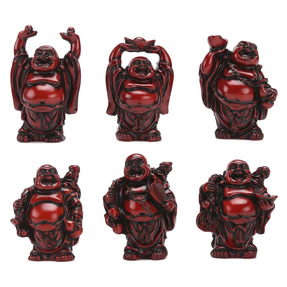 8594 BRABUD 2.5'' Red Resin Laughing Buddha Figurines Good Gift